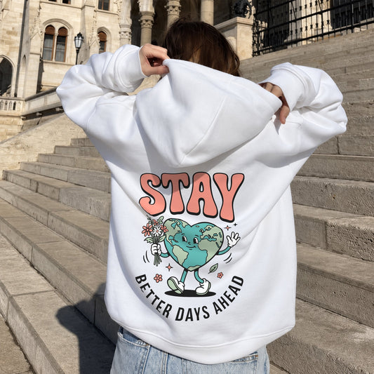 Worth Staying For Hoodie - White