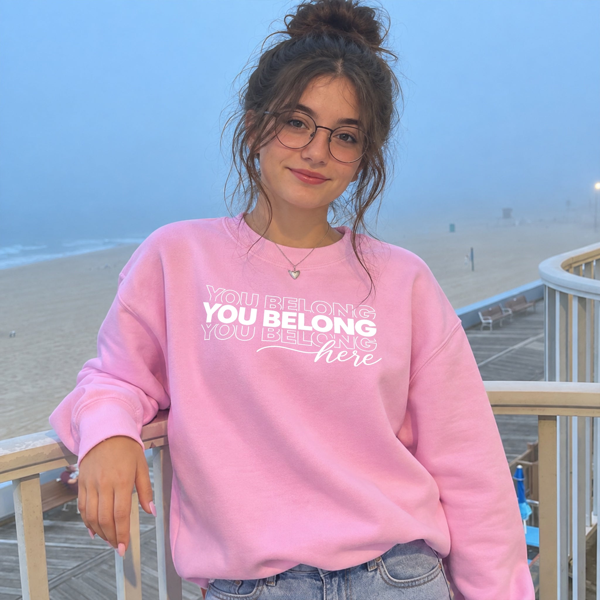 You Belong Here Sweater - Bubblegum