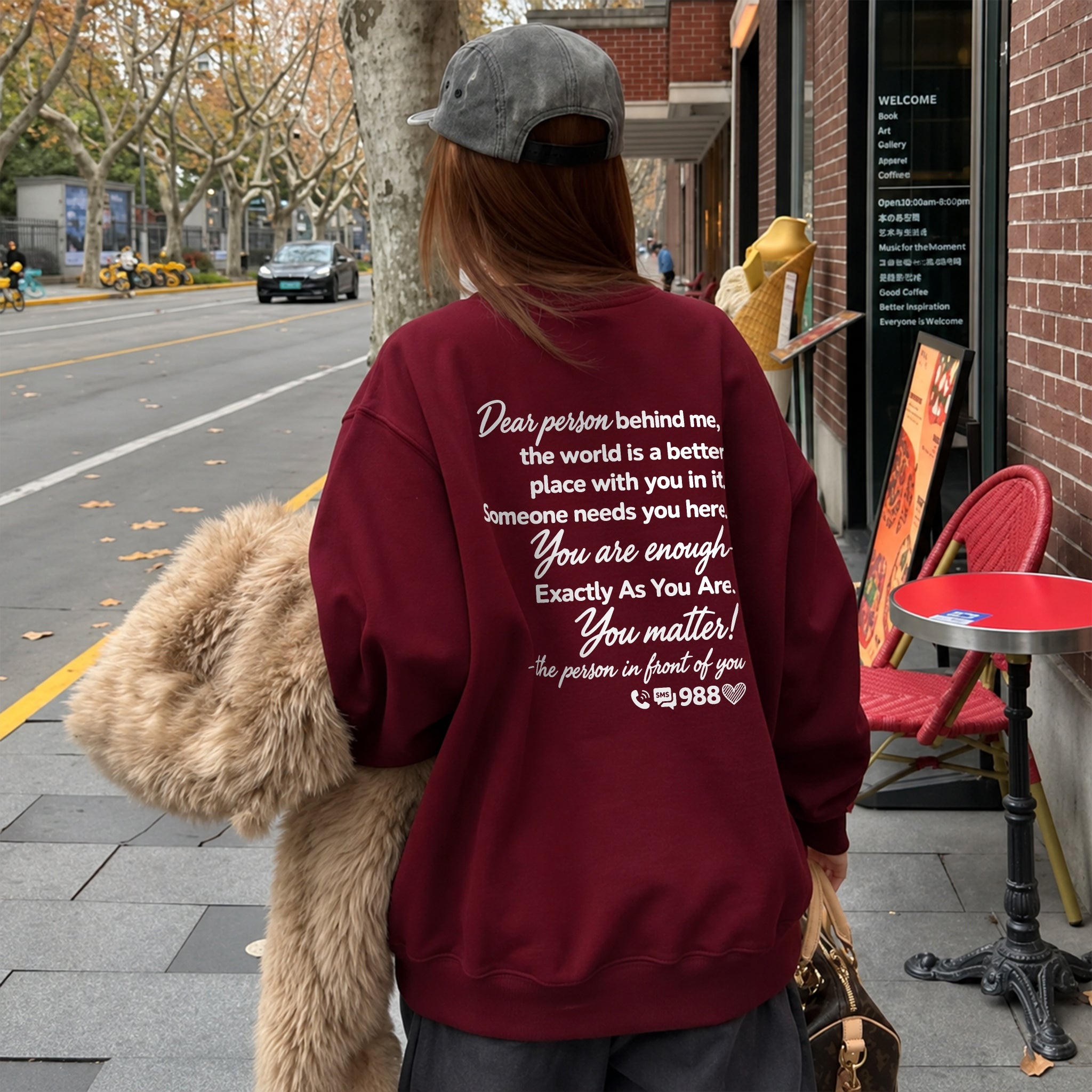 You Belong Here Sweater - Burgundy