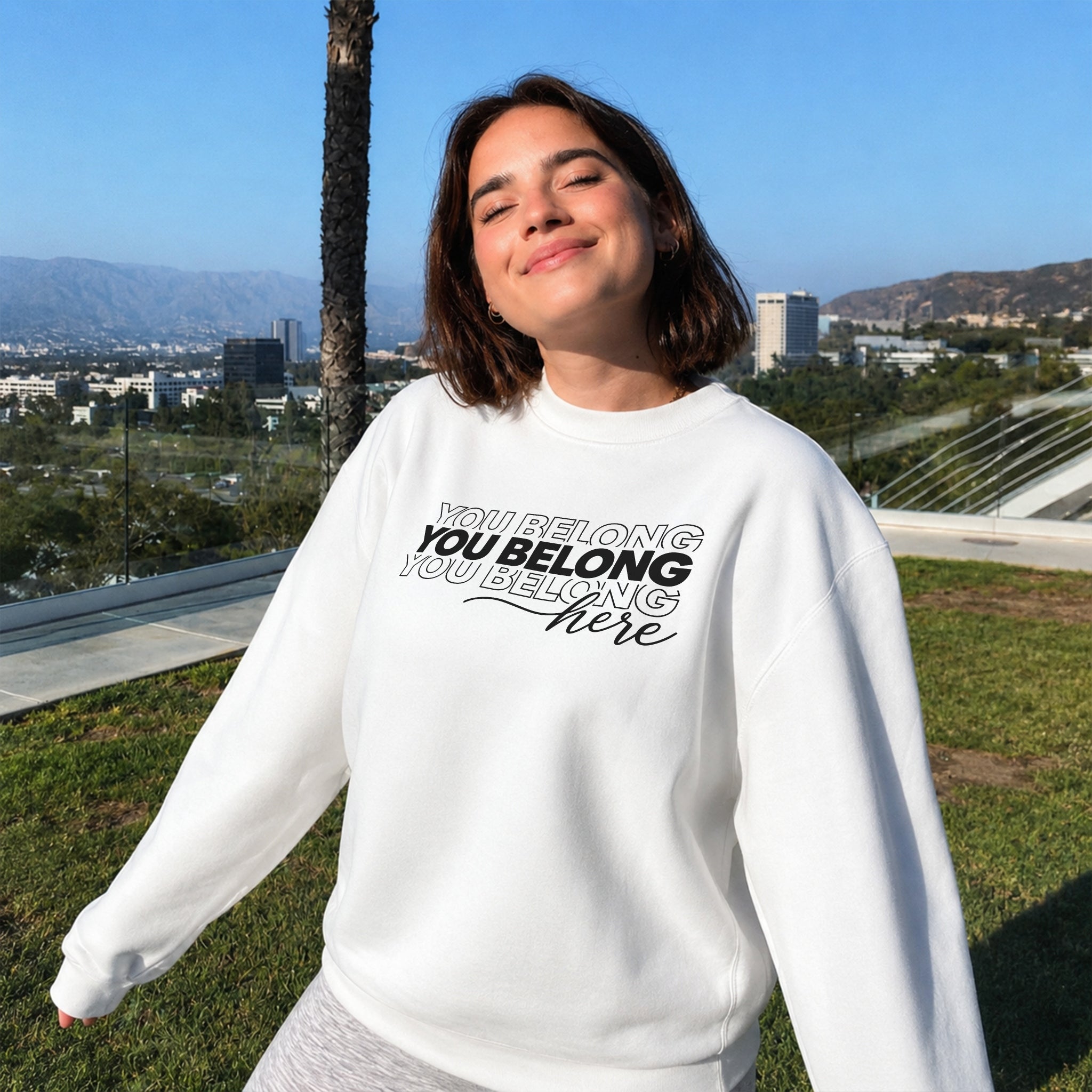 You Belong Here Sweater - White