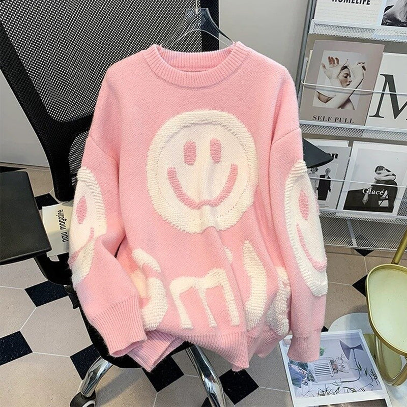 Oversized Fuzzy Smile Sweater