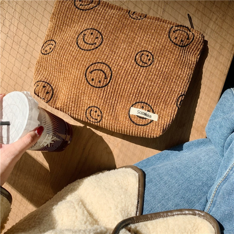 Corduroy Smile Cosmetic Bag