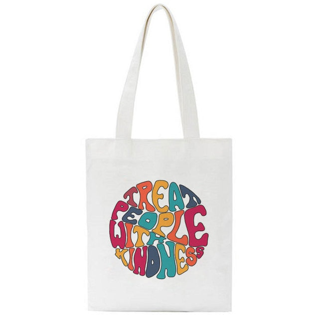 Treat People With Kindness Circle Tote Bag