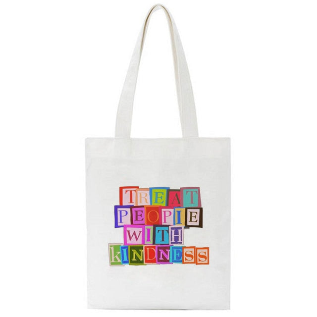 Treat People With Kindness Block Tote Bag